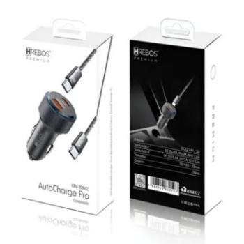 Carregador CRV-208CC Veicular Turbo USB+Tipo C Hrebos