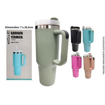 COPO TERMICO 1200 ML C/ CANUDO PLAST BM-P1634