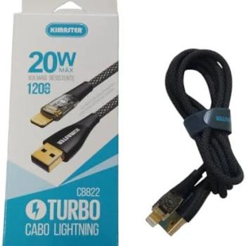 CABO USB 20W CARREGADOR LIGHTNING 1,2M KIMASTER CB822 / CB822L