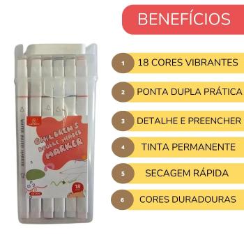 CANETINHAS DE COLORIR 18 PEÇAS