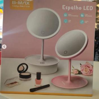 ESPELHO MAQUIAGEM C/ LED E PORTA OBJETOS BMAX BM-F1237