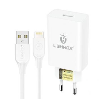 KIT CARREGADOR USB LEHMOX LIGHTNING 3.1A LE-509-3