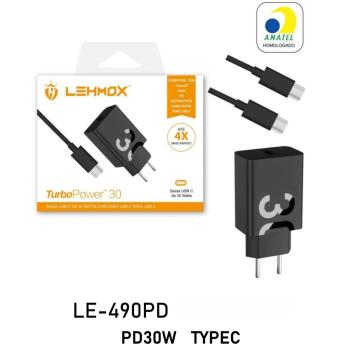 KIT CARREGADOR USB-C 30W TIPO C LEHMOX PD LE-490PD