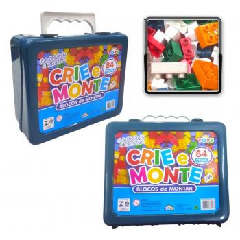 BRINQUEDO BLOCOS DE MONTAR MALETA 84 PEÇAS MINI TOYS 0322