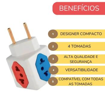 ADAPTADOR TOMADA BENJAMIN CUBO C/ 4 ENTRADAS