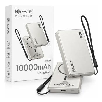 BATERIA PORTATIL MAGSAFE INDUÇÃO E USB-C 20W PD 10000 MAH HREBOS PB-919