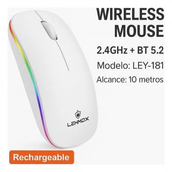 MOUSE S/ FIO BLUETOOTH RECARREG LEHMOX LEY-181