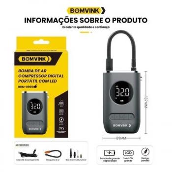 COMPRESSOR DE AR PORTATIL LCD BOMVINK  BOM-8905