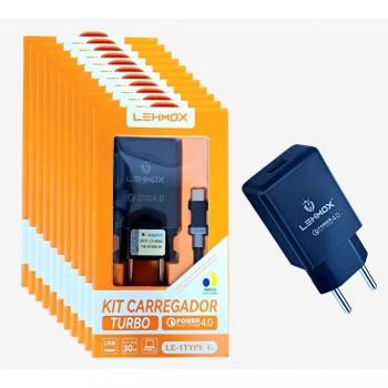 KIT CARREGADOR USB 30W TIPO C LEHMOX LE-1TYPEC