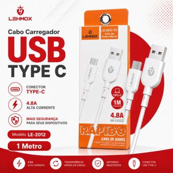 CABO USB CARREGADOR TIPO C 1M 4.8A LEHMOX  LE-2012-TC