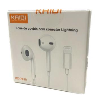 FONE DE OUVIDO C/ FIO LIGHTNING DIRETO KAIDI KD-7010
