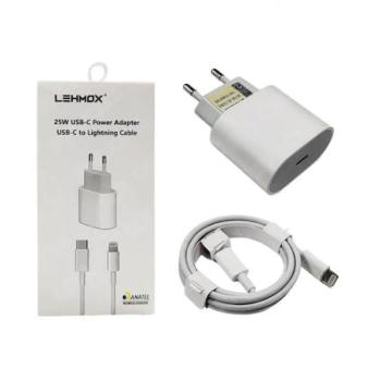 KIT CARREGADOR USB-C 25W LIGHTNING LEHMOX LE-357-3