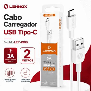 CABO USB CARREGADOR TIPO C 2M LEY-1988