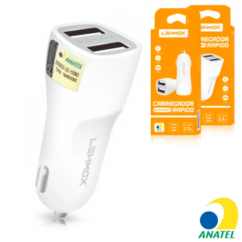FONTE VEICULAR 2 USB 3.1A LEHMOX LE-507