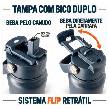 GARRAFA TERMICA 1000 ML BICO DUPLO E CANUDO WU-553