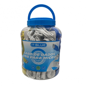 CABO USB 1 METRO V8 KIT 100 PEÇAS TUBO EXPOSITOR LE-867V ITBLUE