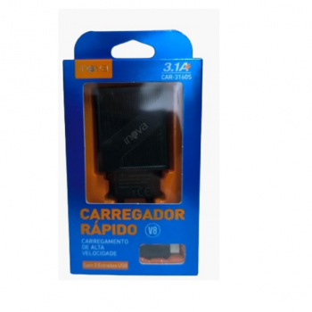 CARREGADOR V8 2USB 3.1A CABO SOLTO CAR-3160S INOVA