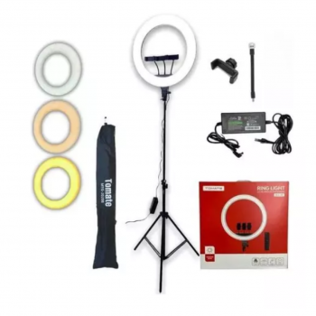 RING LIGHT 14“ TRIPÉ 2MT COM SUPORTE CELULAR MLG-109W TOMATE