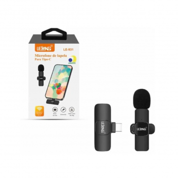 MICROFONE DE LAPELA ÚNICO SEM FIO TIPO C LE-931 LELONG