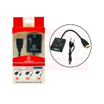 ADAPTADOR CABO 25CM CONVERSOR VGA X HDMI - KAP-V079 KAPBOM