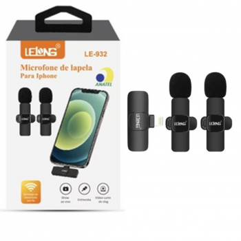 MICROFONE DE LAPELA DUPLO SEM FIO IPHONE LE-932 LELONG