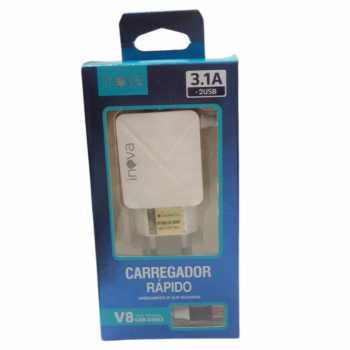 CARREGADOR V8 3.1A 2USB CABO JUNTO CAR-G5062 INOVA