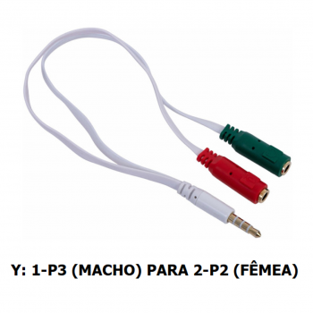 ADAPTADOR Y 1-P3 (MACHO) PARA 2-P2 (FÊMEA) 20CM SEM EMBALAGEM