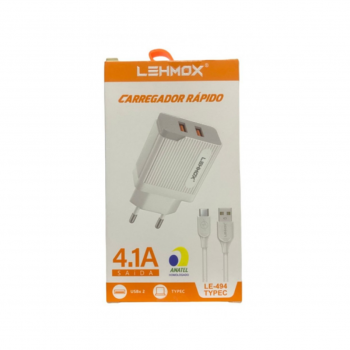 CARREGADOR V8 2 USB 4.1A LE-494 LEHMOX