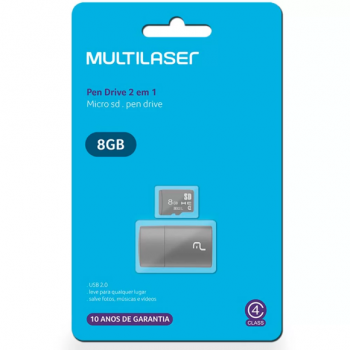 CARTÃO DE MEMÓRIA COM LEITOR 8GB MC161 MULTILASER