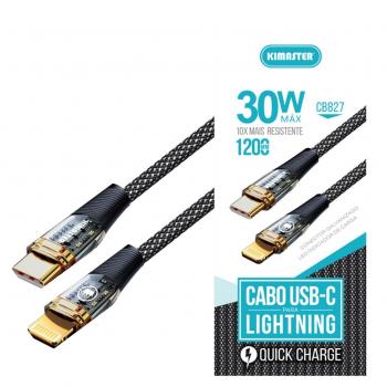 CABO USB-C PD - IPHONE 1.20 MT 30W LED CB827 KIMASTER