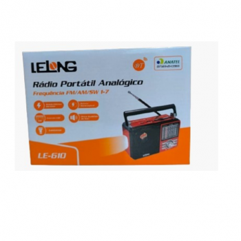 CAIXA DE SOM RÁDIO AM|FM RETRO BLUETOOTH LE-610 LELONG