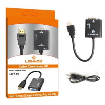 ADAPTADOR CONVERSOR HDMI X VGA+ SAIDA DE AUDIO LEY-01