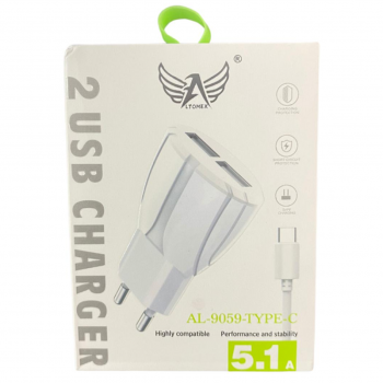 CARREGADOR TIPO C 5.1A 2USB CABO SOLTO AL-9059-9057 TY ALTOMEX