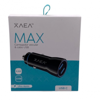 CARREGADOR VEICULAR BASE 2USB + CABO TIPO C 4.4A MAX MODX-B02 XAEA