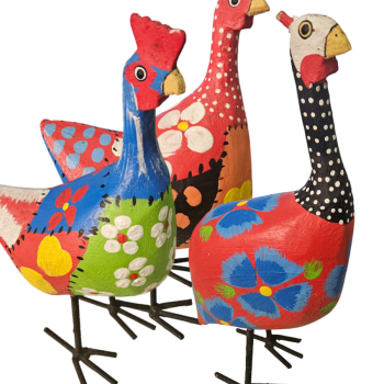 Galinha de Madeira e Ferro Artesanal