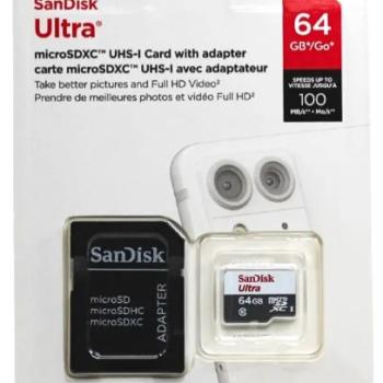 CARTAO DE MEMORIA MICRO SD 64GB ULTRA ( C10 / SDSQUNR-064G-GN3MA ) 100MB/S - SANDISK