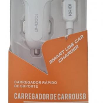 CARREGADOR VEICULAR QC 3.0 / CABO 1M V8 / TURBO 18W ( KD-501S ) - KAIDI