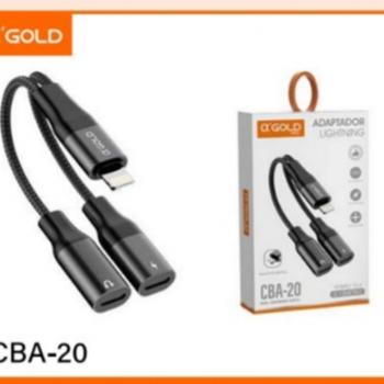 ADAPTADOR 2 EM 1 P/ IPHONE LIGHTNING ( MOD : CBA-20 ) - AGOLD