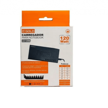 FONTE UNIVERSAL P/NOTEBOOK + ADAPTADOR ( MOD : LD-120W / 9 PINOS ) - AGOLD