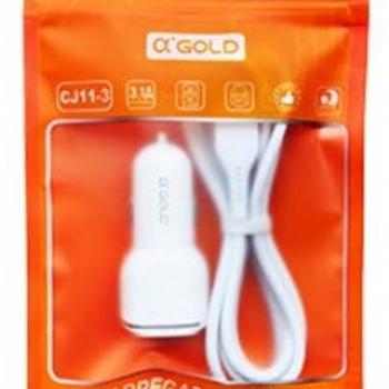 CARREGADOR VEICULAR 3.1 / CABO 1M TIPO C / 2 USB ( CJ11-3 ) - AGOLD
