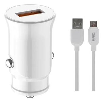 CARREGADOR VEICULAR QC 3.0 / CABO 1M V8 / TURBO 18W ( KD-501S ) - KAIDI