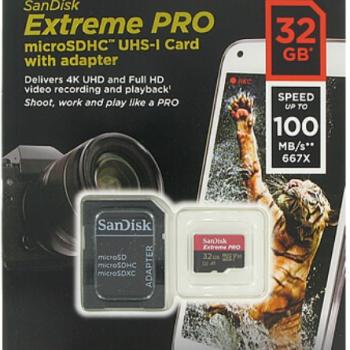 CARTAO DE MEMORIA MICRO SD 32GB EXTREME PRO ( SDSQXCG-032G-GN6MA ) 100MB/S 667X - SANDISK