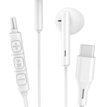 FONE DE OUVIDO INTRA-AURICULAR / CABO TIPO C ( KD726 ) BRANCO - KAIDI