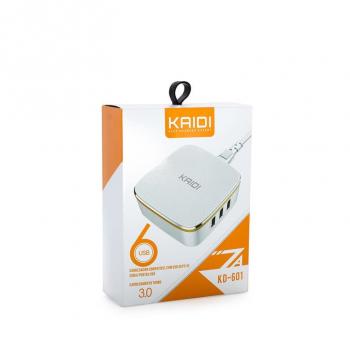 CARREGADOR DE PAREDE 7.0A / 6 USB / CABO / SUPER TURBO ( KD-601 ) - KAIDI