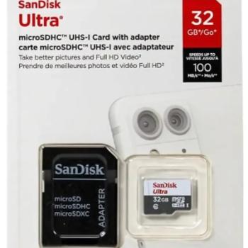 CARTAO DE MEMORIA MICRO SD 32GB ULTRA ( C10 / SDSQUNR-032G-GN3MA ) 100MB/s - SANDISK