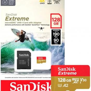 CARTAO DE MEMORIA MICRO SD 128GB EXTREME 4K UHD ( SDSQXAA-128G-GN6AA ) 190MB/S - SANDISK