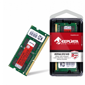 MEMÓRIA 4GB DDR3L 1600 NOTE ( KD16LS11/4G ) LOW VOLTAGE 1,35V - KEEPDATA