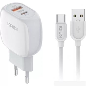 CARREGADOR DE PAREDE PD+QC 3.0 / CABO 1M / TIPO C / TURBO 20W ( KD-106C ) - KAIDI