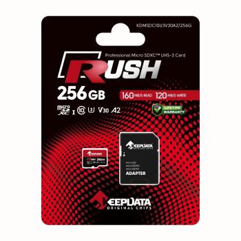 CARTAO DE MEMORIA MICRO SDXC 256GB RUSH C10 ( KDMSDC10U3V30A2/256G ) 160MB/s 120MB/s - KEEPDATA