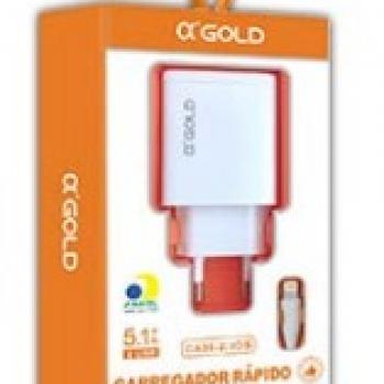 CARREGADOR DE PAREDE 5.1A / 3 USB / CABO / TURBO / IPHONE  ( CA36-2 ) - AGOLD